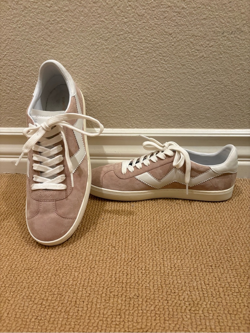 Stuart Weitzman Suede Low-Top Daryl Sneakers in Dolce Taupe, Size 8.5